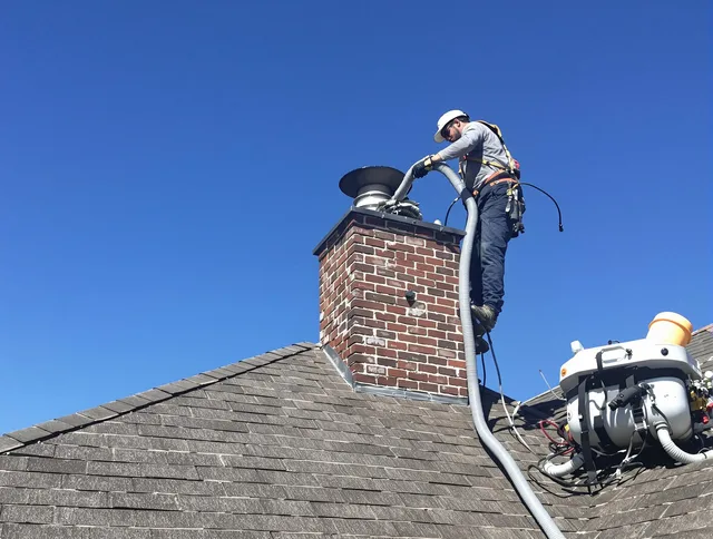 Dedicated Medina Chimney Sweep team member cleaning a chimney in Medina, OH