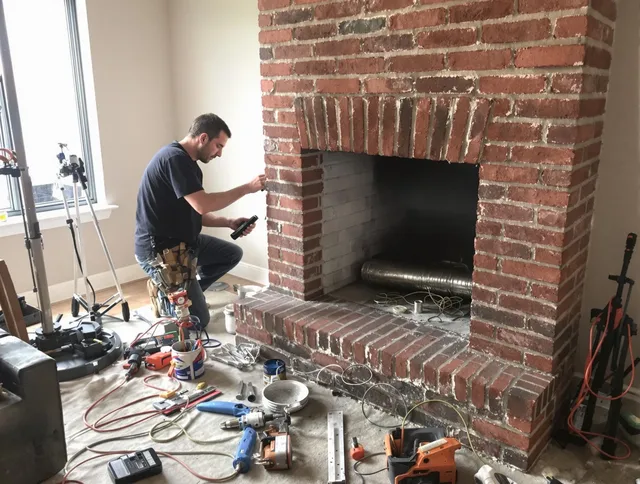 Medina Chimney Sweep specialist finalizing chimney liner service in Medina, OH