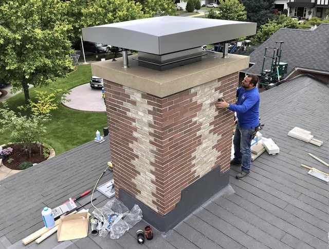 Medina Chimney Sweep team working on a custom chimney remodel in Medina, OH