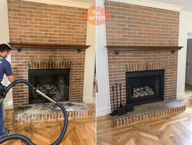 Medina Chimney Sweep carefully sanitizing a fireplace in Medina, OH