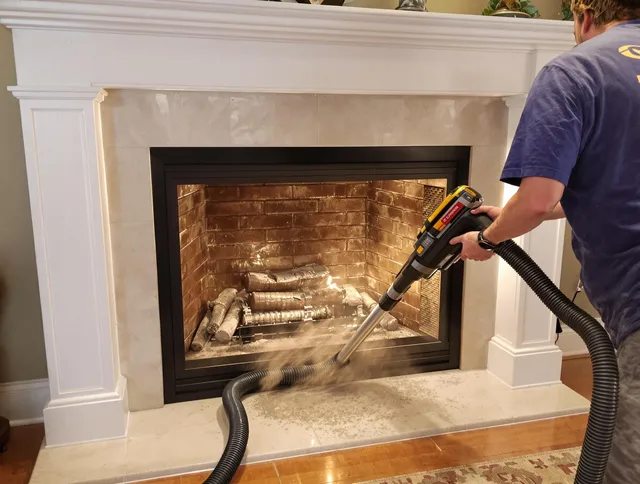 Fireplace cleaning performed by Medina Chimney Sweep in Medina, OH